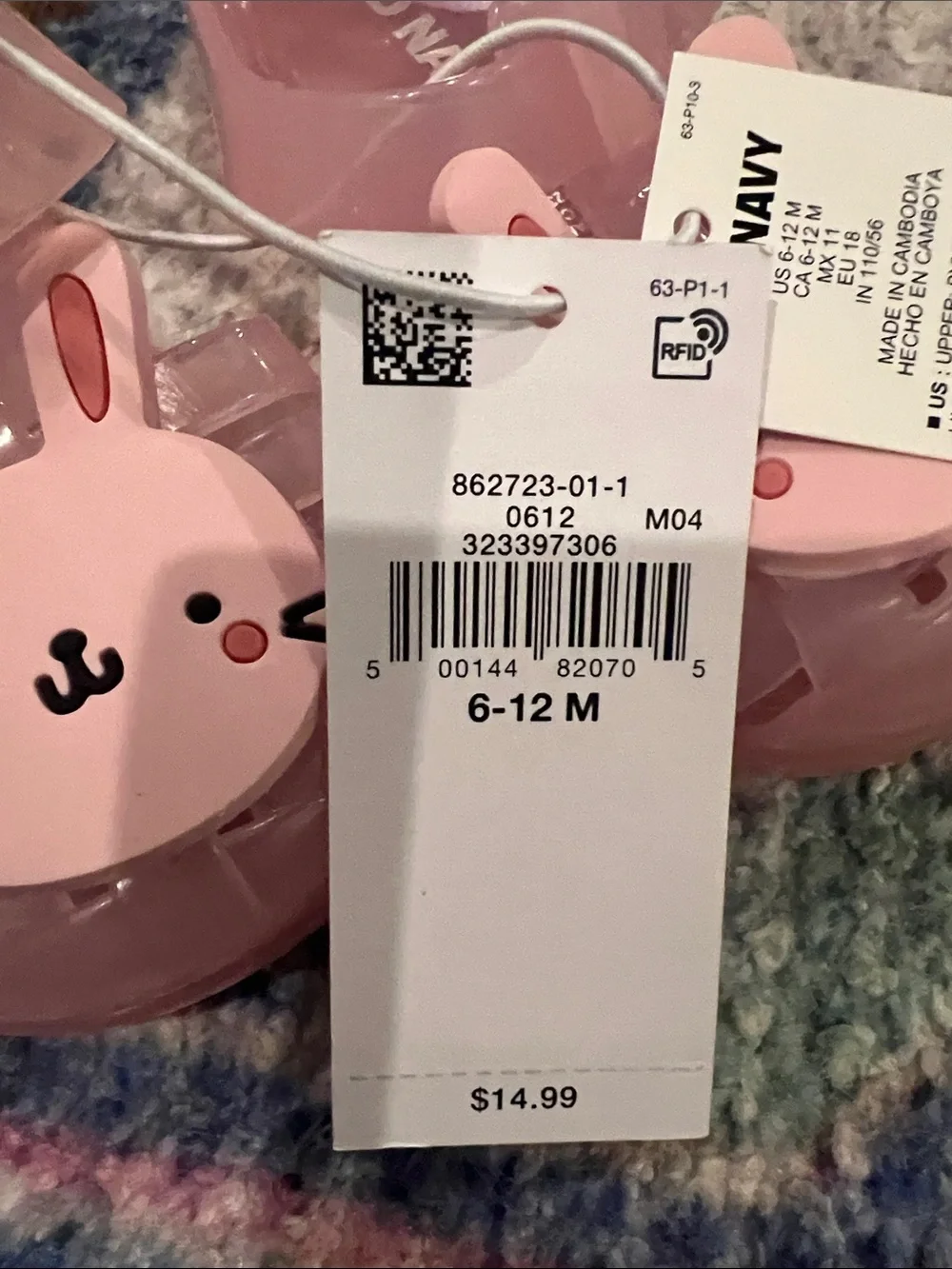 Old Navy Toddler Pink Bunny Jelly Sandals